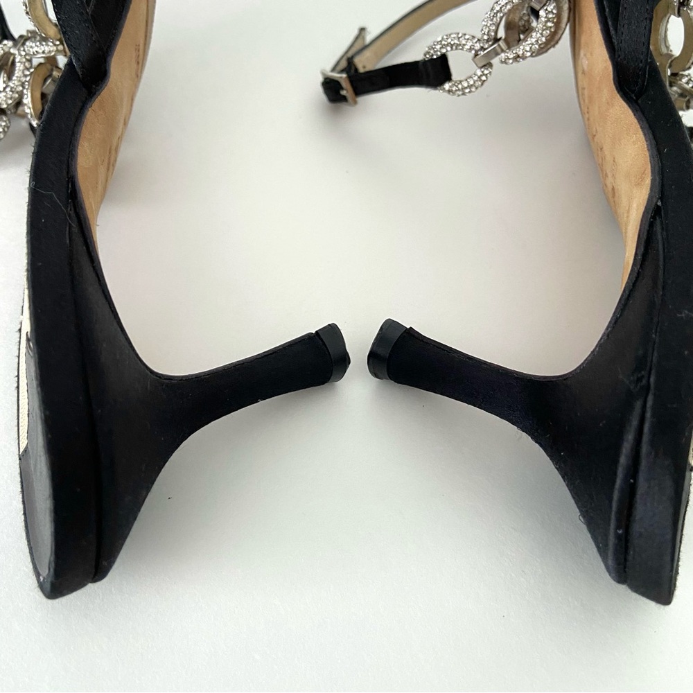 Jimmy Choo Crystal Embellished Thong Ankle Strap Heeled Sandals - Picture 8 of 15